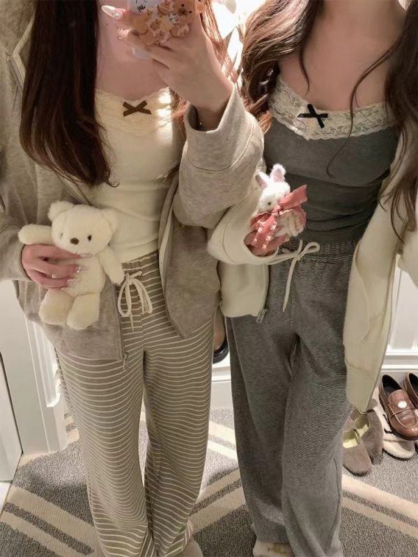 纯欲蕾丝花边灰色吊带背心女带胸垫内搭外穿短款修身设计感小众女
