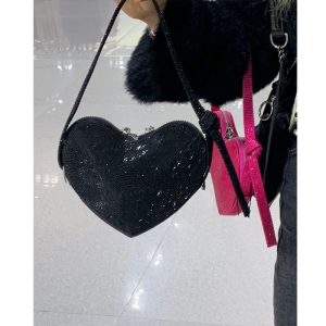 O1CN015QZoZf1xNuKde961F_2215114596432-0-cib 情人节限定心形单肩包女爱心亮钻轻奢名媛派对晚宴包手提迷你包