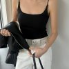 时简 U领修身带胸垫背心女2024春季新款细肩带美背吊带上衣25368