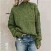 欧美女装新品跨境亚马逊新品毛衣女士高领麻花针织上衣套头