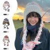 民族风条纹拼接针织毛线帽秋冬女加厚保暖防寒护耳套头帽雷锋帽