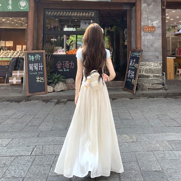 气质雪纺流光纱半身裙2025新款薄款高腰A中长款简约大裙摆裙子女