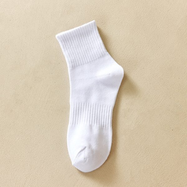 袜子男秋冬中筒袜透气吸汗运动袜黑白纯色中短筒女袜ins潮学生袜