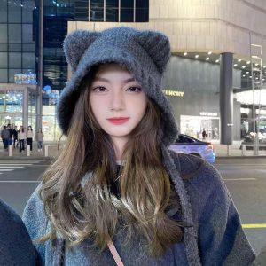O1CN01EVO4LB1d1CboBkT2M_2219394283675-0-cib 可爱小熊新款秋冬保暖女孩显脸小护耳毛线日韩系百搭针织冬季帽子