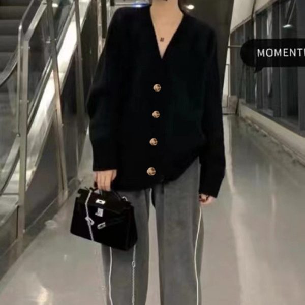 韩版时尚软糯毛衣女外套2023秋冬新款宽松慵懒风毛绒温柔针织开衫