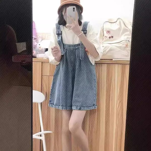 牛仔背带短裤女百搭2025春夏新款韩版阔腿裤薄款宽松显瘦短裤休闲
