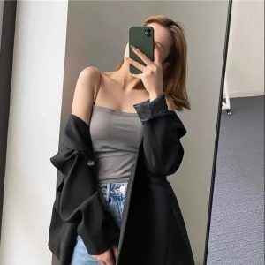 O1CN01MTBdU81XCka2zAenY_2208850332888-0-cib 网红纯色吊带背心女外穿上衣带胸垫一体式防下垂内搭聚拢抹胸内衣