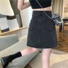 夏季韩版ins黑灰高腰小个子牛仔半身裙女百搭显瘦包臀a字短裙子潮