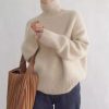 慵懒风高领针织毛衣女秋冬软糯纯色宽松内搭舒适韩系女式气质毛衣