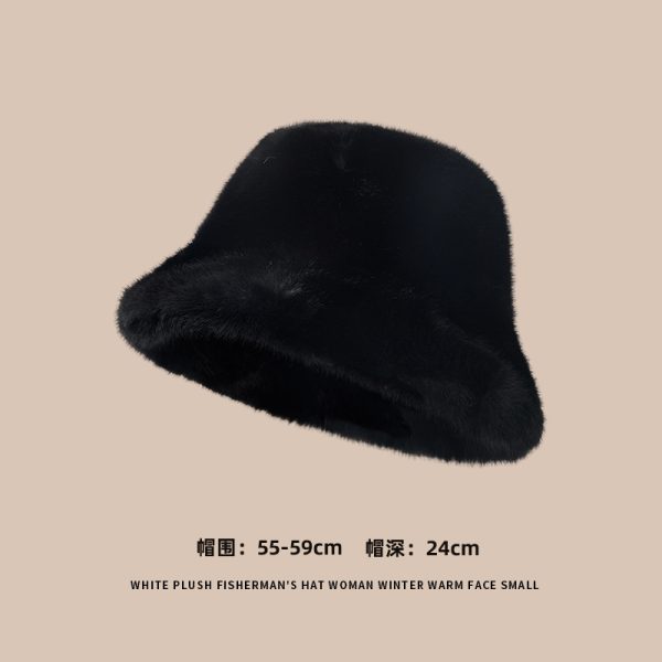 网红毛绒渔夫帽秋冬季保暖加绒加厚帽子显脸小百搭时尚毛毛帽子女