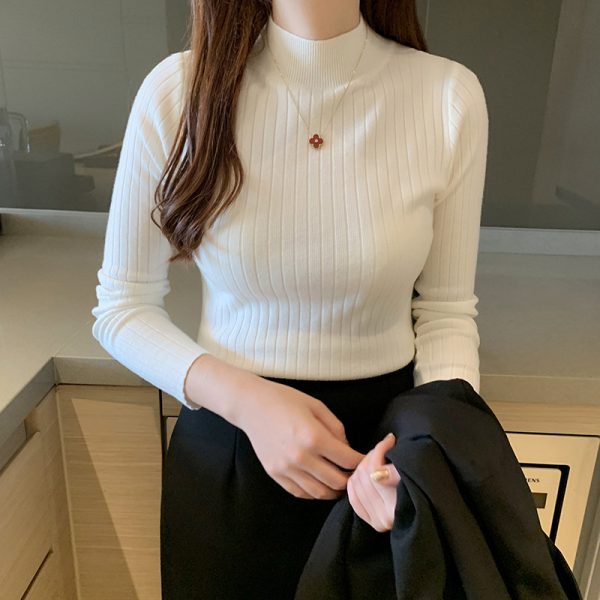 半高领打底衫女内搭薄款秋冬新款洋气新款毛衣长袖针织衫中领上衣