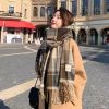 美拉德高级氛围感围巾女冬季2024新款韩版百搭加厚马海毛绒围脖秋