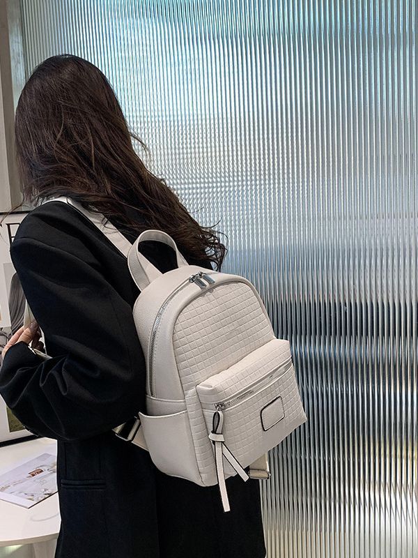 跨境新款双肩包女 简约高颜值轻奢质感PU出游通勤背包 旅行包潮韩