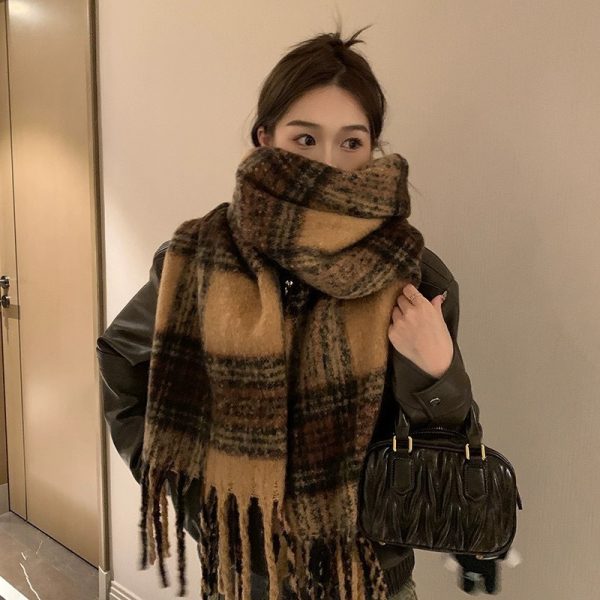 2025新款马海毛围巾女秋冬季韩系高级感百搭美拉德仿羊绒保暖披肩