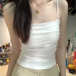 粉色辣妹美背吊带背心女带外扩胸垫显胸修身显瘦内搭外穿打底上衣