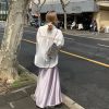 紫色醋酸段棉鱼尾裙女2025夏季爆款高级感鎏光裙a字拖地半身裙子