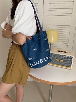O1CN01on9FrJ255bRy0uwqh_2213954177475-0-cib 亚马逊跨境货源/牛仔蓝水桶包格子撞色帆布包大容量单肩包购物袋
