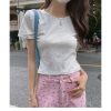 白色正肩t恤女短袖短款夏季纯棉修身显瘦纯白体恤基础款打底上衣