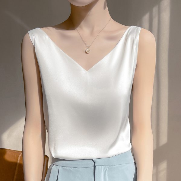 2024夏季大码服饰吊带打底内搭上衣辣妹外穿白色真丝吊带背心女夏