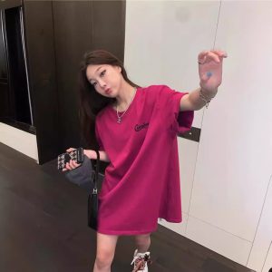 O1CN01vTJsPA2DC20hqH6Cj_2214881858572-0-cib 纯棉韩版宽松女装时尚穿搭短袖上衣中长款别致设计感字母t恤女潮