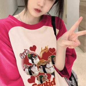 O1CN01yKQF4a1bCzMgPcwvG_2215412343430-0-cib 胖妹妹mm纯棉插肩短袖t恤女夏季宽松240斤大码设计感小众洋气上衣
